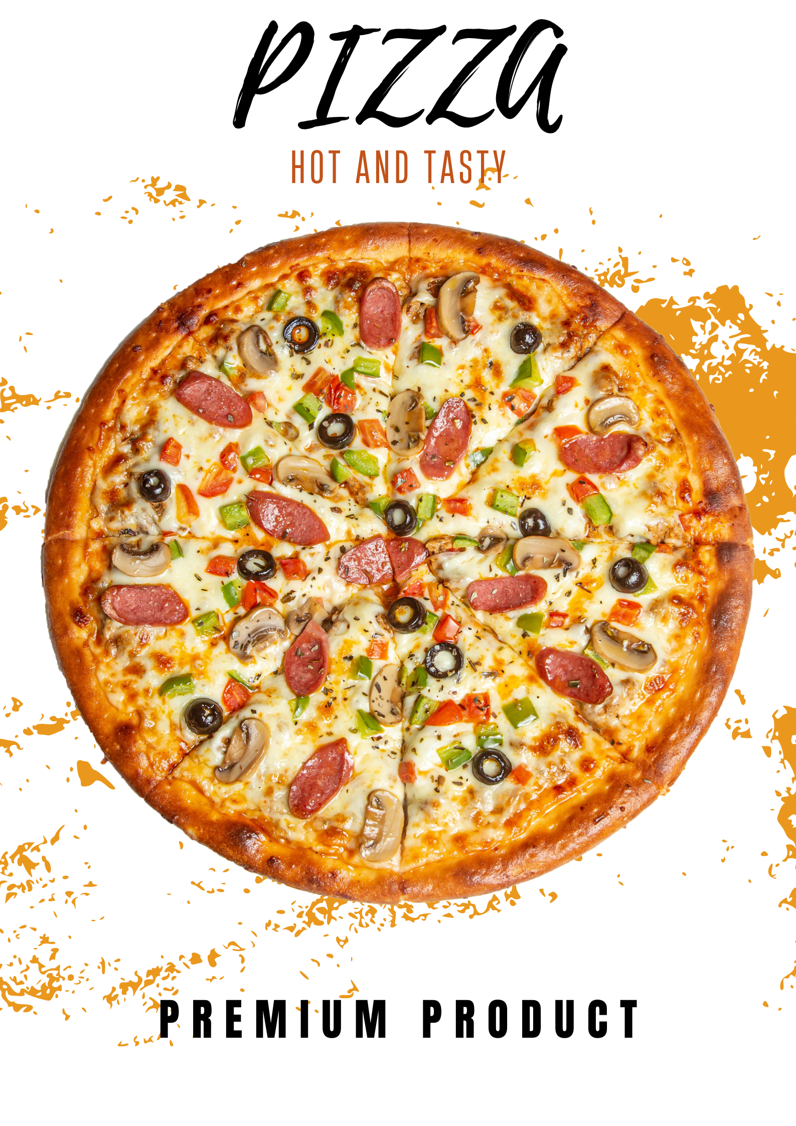 white minimalist pizza poster